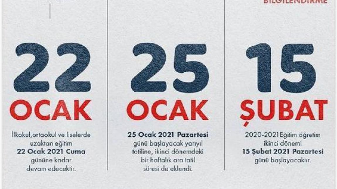 Uzaktan Eğitimde Sınavlar ve Yarıyıl Tatili Hakkında Bilgilendirme